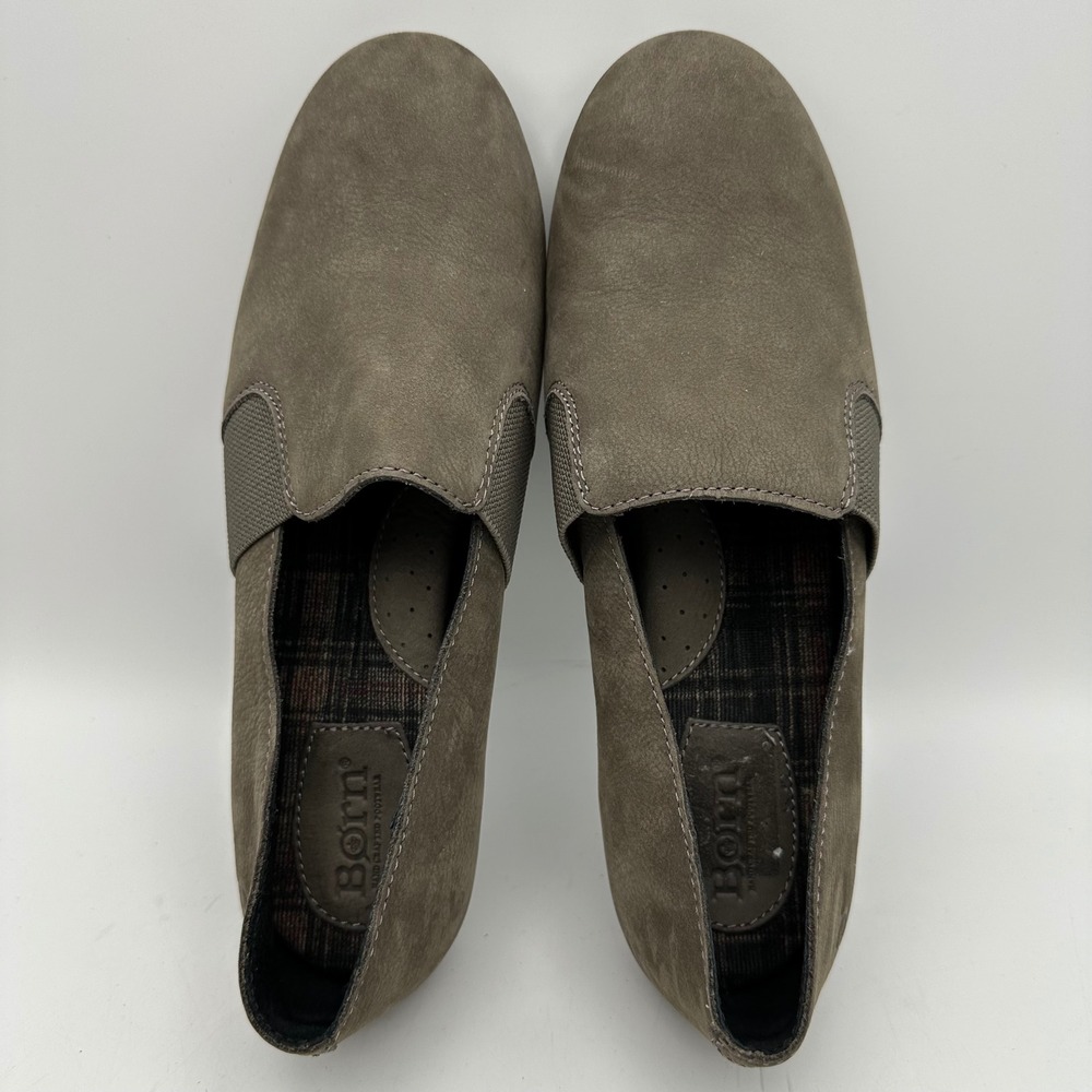 Born‎ Slip On Loafers Womens 9M Taupe Leather Fabric CQH18 F36742 Comfort Flats - Picture 5 of 8